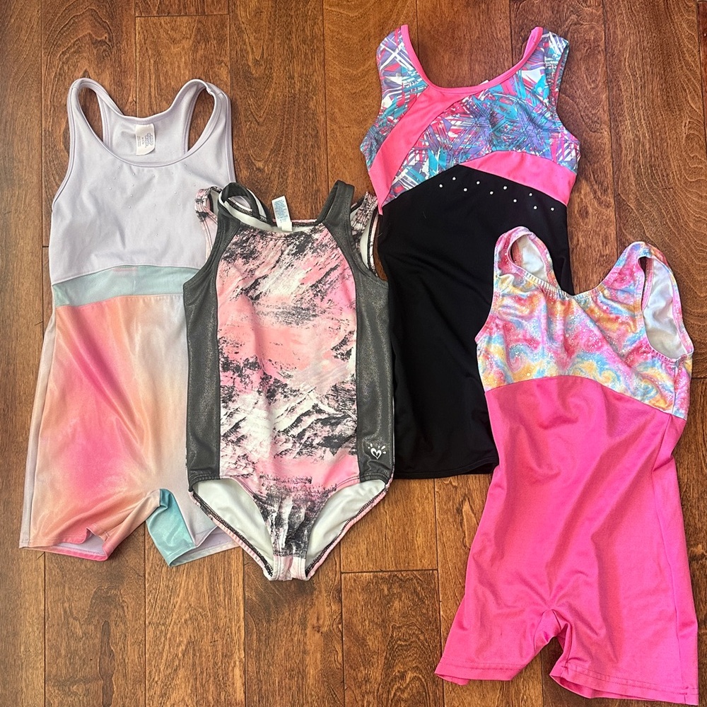 Vibrant Kids One Piece Set - Pink, Black, Multicolor gymnastic leotards
